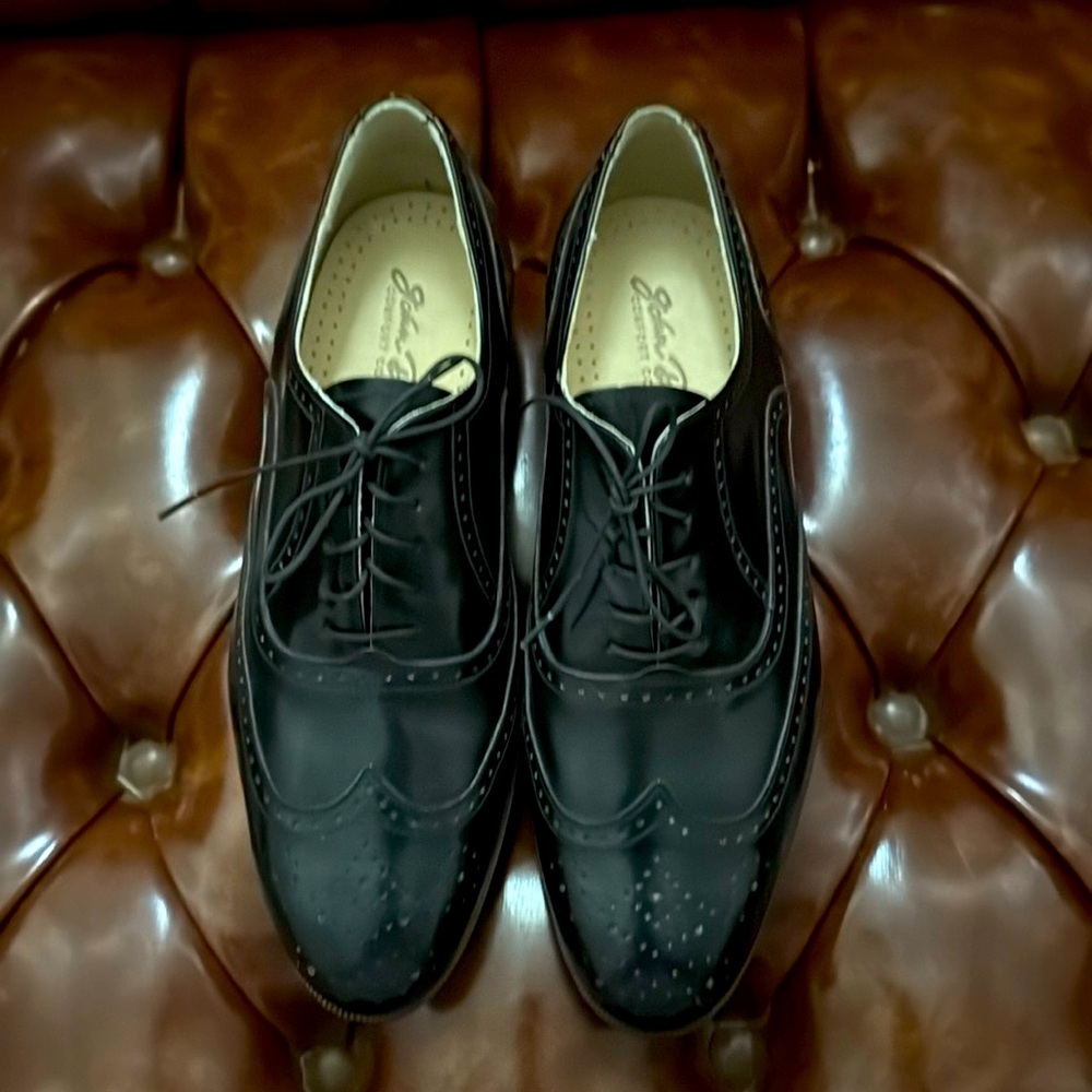 Men’s John Drake, Comfort Collection, Black Leather Dress Shoes